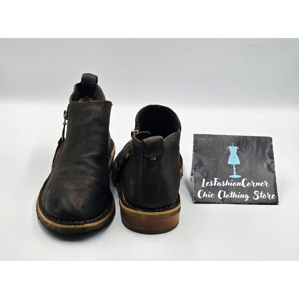 UGG Women's Dark Brown Leather Clementine Shearling Leather Ankle Boot Sz 7 2953 - Picture 10 of 16